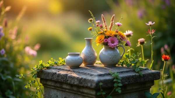 Fleurs céramiques pour tombe : optez pour des compositions durables